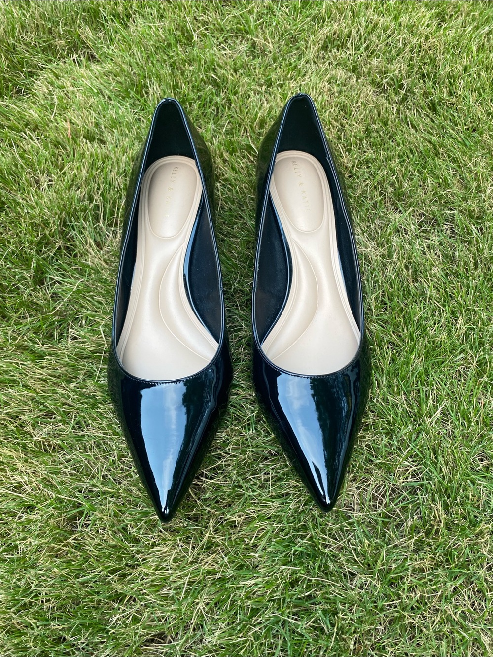 Kelly & Katie Black Patent Pointed-Toe Flats